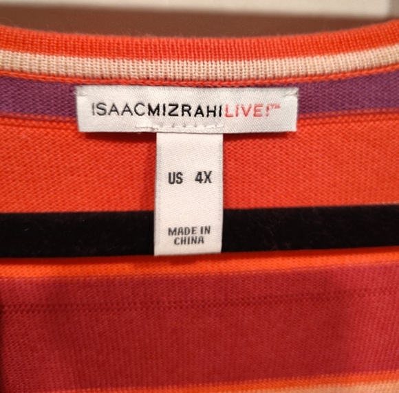 Isaac Mizrahi Live Colorful Stripe V-Neck Cardigan Sweater Sz 4X Casual Kidcore - Picture 2 of 7